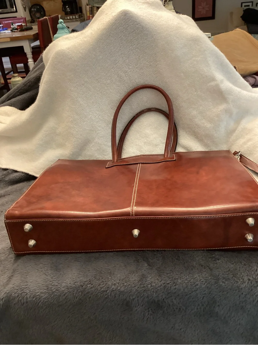 Vera Pelle Brown Italian Leather  Briefcase/Shoulder/Lap Top Bag